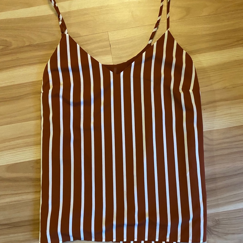 Brown and White striped tank